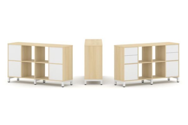 Набор стеллажа 1 сторонний, 2 яруса SN.NS-241 (1488х400х881) (Акация Лорка/Белый/Металл Белый)