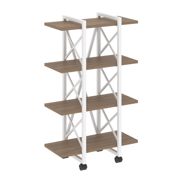 Стеллаж на колесных опорах-4 полки VR.L-MST.K-4.4V 800x400x1334 (Дуб Аризона/Белый металл)