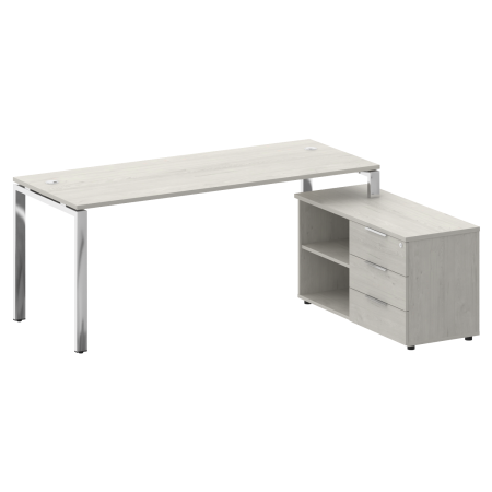 Стол для руководителя с тумбой правый БГ.СРТ-5.7 (R) 1900x1520x750 (Дуб Наварра/Нерж. Сталь)