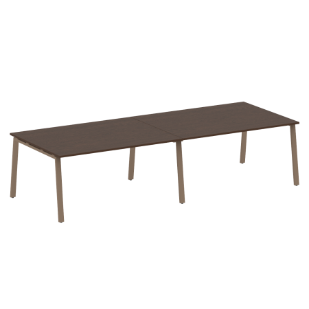 Стол для переговоров (2 столешницы) на А-образном м/к Metal System Style БА.ПРГ-2.4 3200x1235x750 (Венге Цаво/Мокко металл)