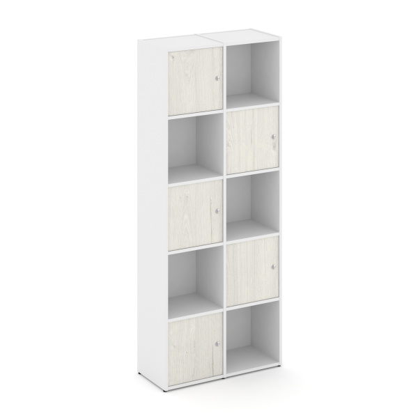 Стеллаж Locker Plus LK.K-008 798x350x1983 (Белый | Дуб Наварра)