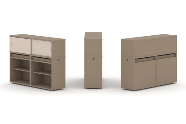 Тумба двойная + низкая надставка ES.NB.2N-2 (1500х410х1135) (Латте/Капучино)