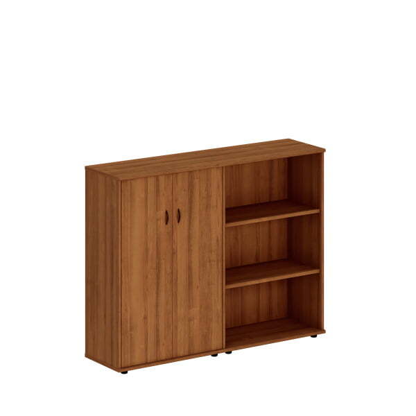 Шкаф комбинированный средний (закрытый + стеллаж) Престиж Исп.21 1750x460x1360 (Темный орех)