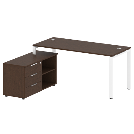 Рабочая станция с опорной тумбой левая Metal System Style БП.РС-СТС-2.4 Л 1700x1520x750 (Венге Цаво/Белый металл)