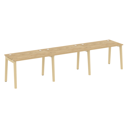 Рабочая станция на деревянных опорах Onix Wood OW.RS-3.2.7 3540x720x750 (Тиквуд Светлый/Дуб Светлый)