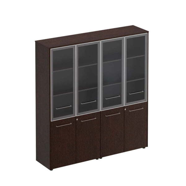 Шкаф комбинированный высокий (стекло + стекло) Reventon МЕ 360 1840x460x1960 (Венге темный)
