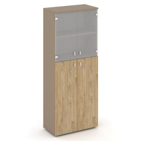 Шкаф высокий широкий ES.ST-1.7 (800х420х1977) (Латте/Тиквуд Светлый/Сатин матовый)