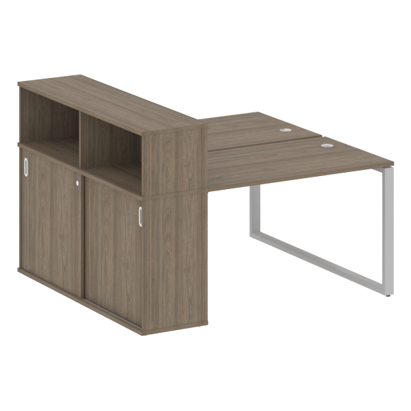Рабочая станция с шкафом-купе на О-образном м/к Metal System Style БО.РС-СШК-2.2 Т 1610x1475x1098 (Вяз/Серый металл)